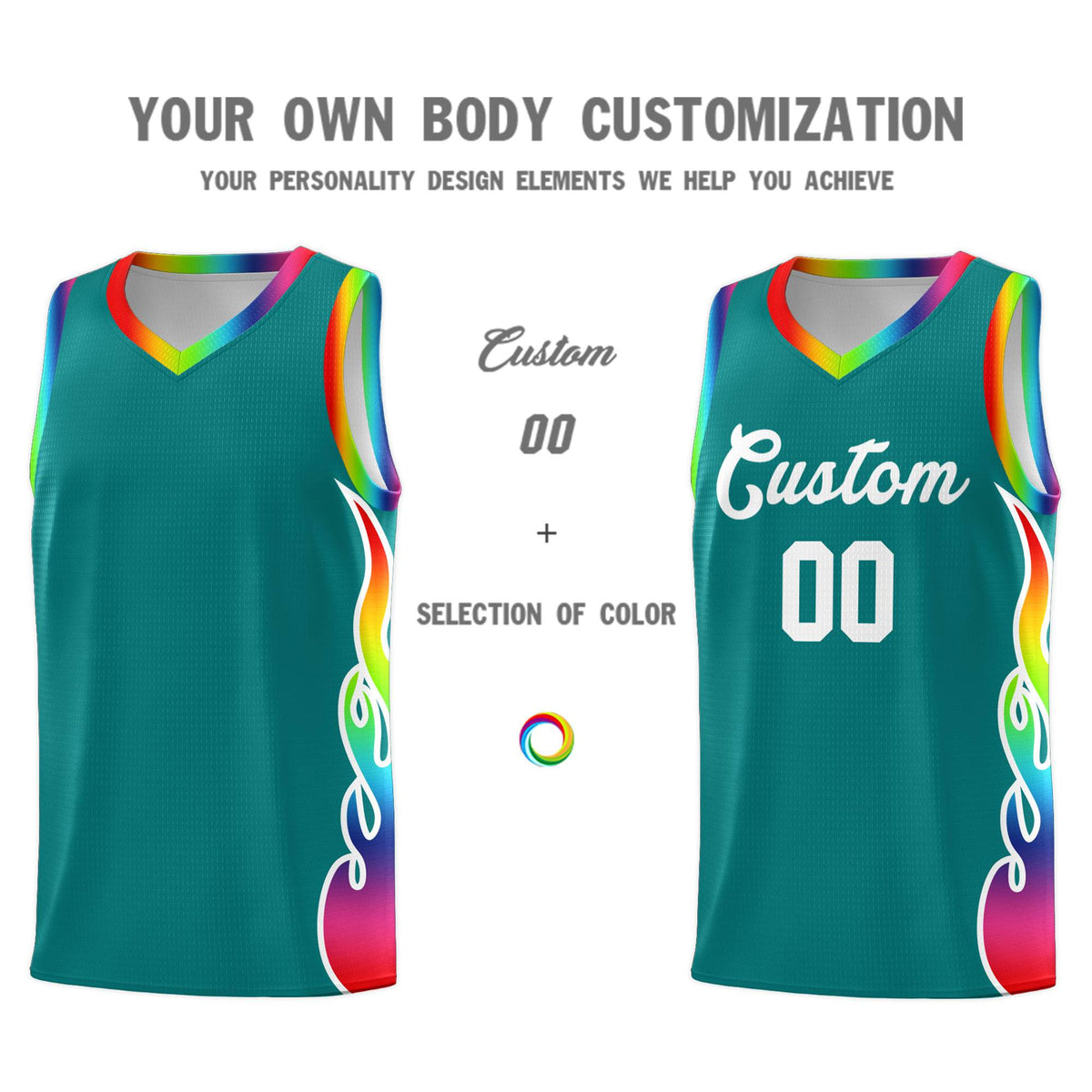 Custom Aqua Side Flame Pattern Fashion Sports Uniform Basketball Jersey