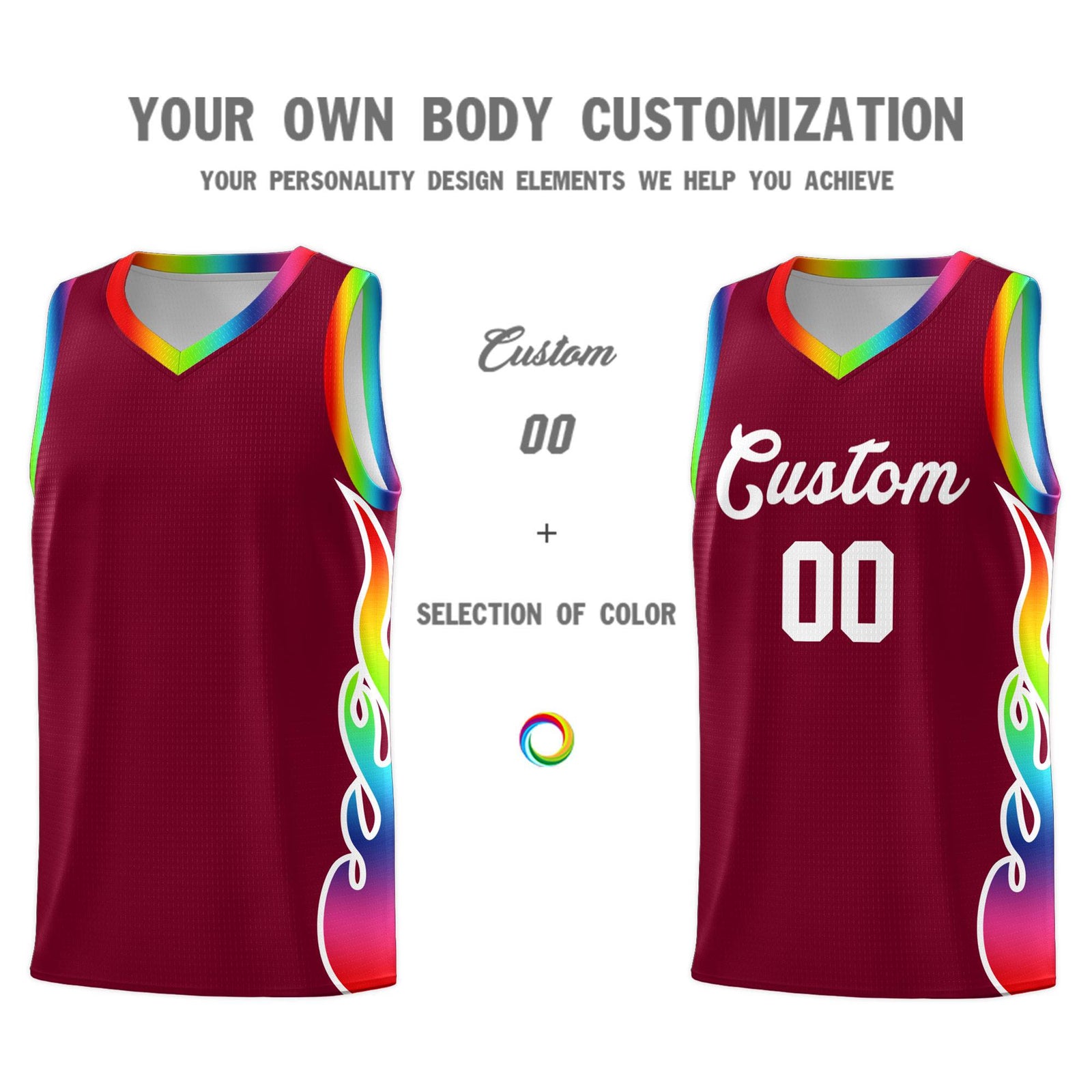 Custom Crimson Side Flame Pattern Fashion Sports Uniform Basketball Jersey
