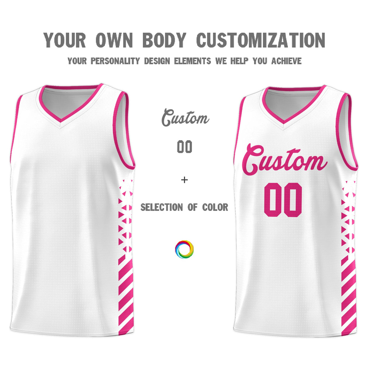 Custom White Rose Red Side Diamond Shapes Stripes Basketball Jersey | For Men,Sublimation Printed,Perfect for Teams,Perfect for Coaches | KXKSHOP