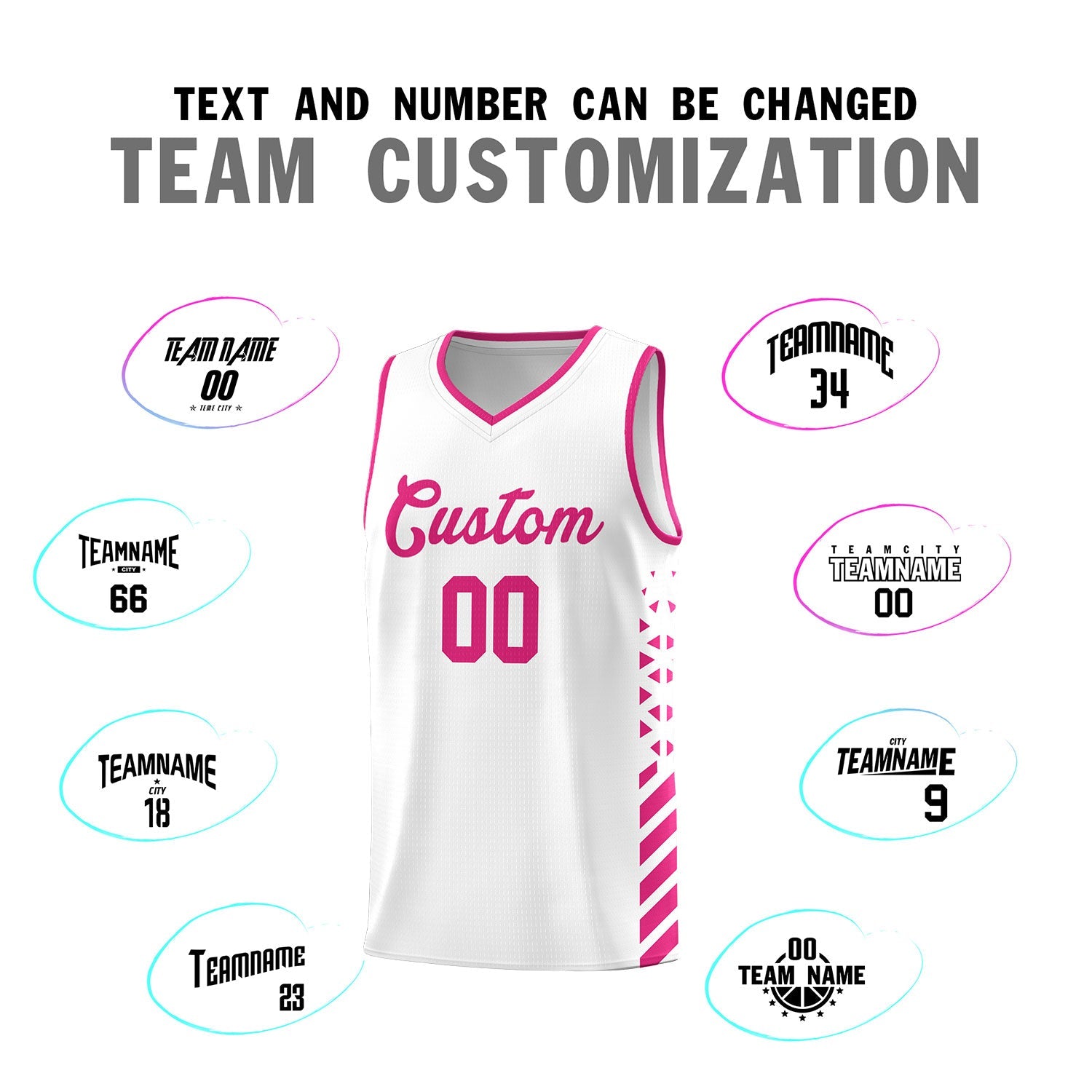 Custom White Rose Red Side Diamond Shapes Stripes Basketball Jersey | For Men,Sublimation Printed,Perfect for Teams,Perfect for Coaches | KXKSHOP