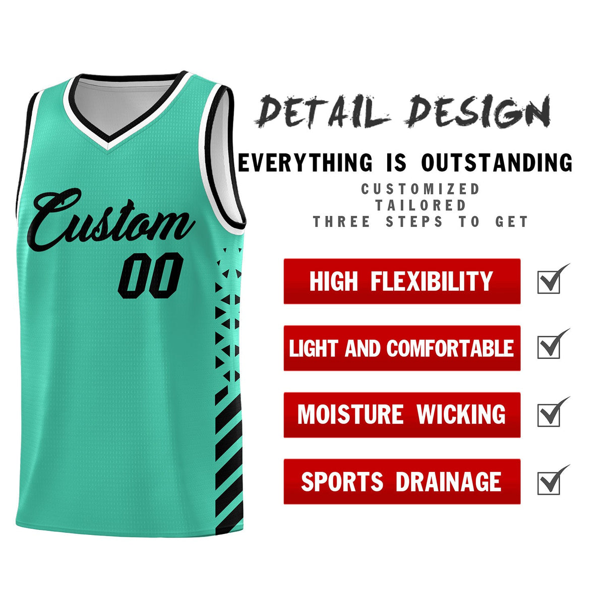 Custom Bright Green Black White Side Diamond Shapes Stripes Basketball Jersey | For Men,Sublimation Printed,Perfect for Teams,Perfect for Coaches | KXKSHOP