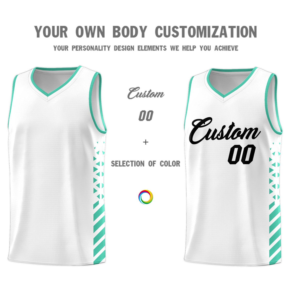 Custom White Bright Green Side Diamond Shapes Stripes Basketball Jersey | For Men,Sublimation Printed,Perfect for Teams,Perfect for Coaches | KXKSHOP