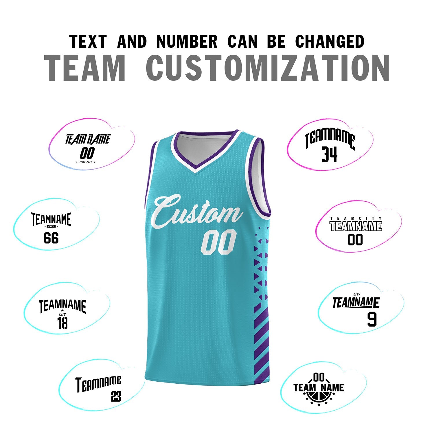 Custom Sky Blue Purple White Side Diamond Shapes Stripes Basketball Jersey | For Men,Sublimation Printed,Perfect for Teams,Perfect for Coaches | KXKSHOP