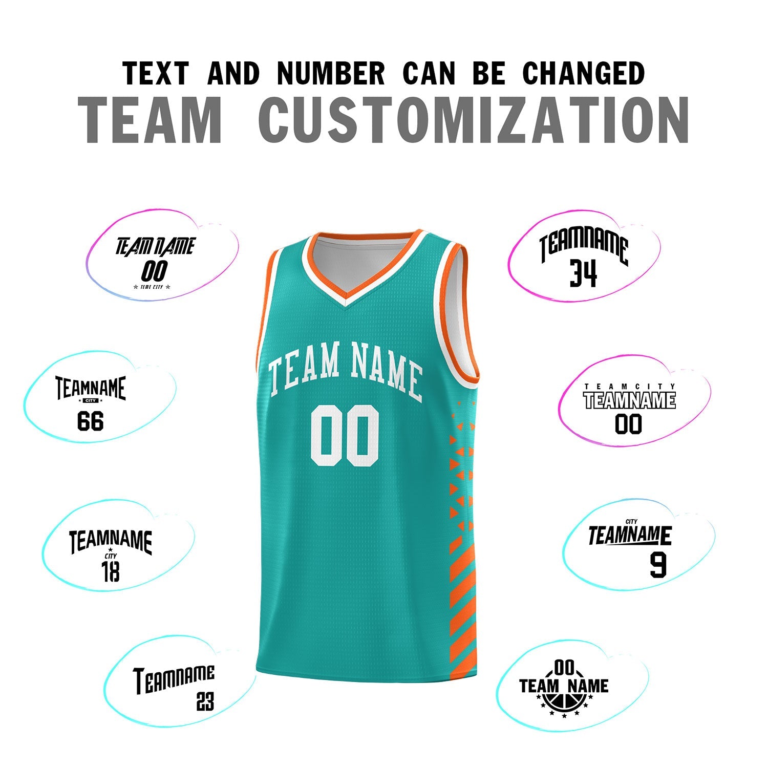 Custom Aqua Orange White Side Diamond Shapes Stripes Basketball Jersey | For Men,Sublimation Printed,Perfect for Teams,Perfect for Coaches | KXKSHOP