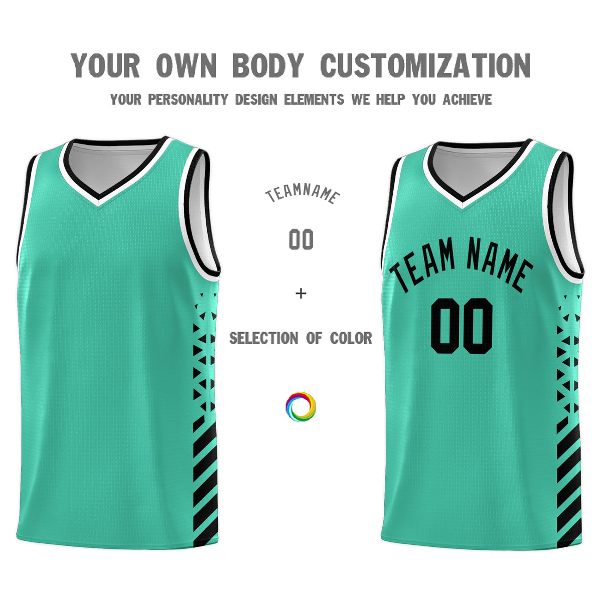 Custom Bright Green Black White Side Diamond Shapes Stripes Basketball Jersey | For Men,Sublimation Printed,Perfect for Teams,Perfect for Coaches | KXKSHOP