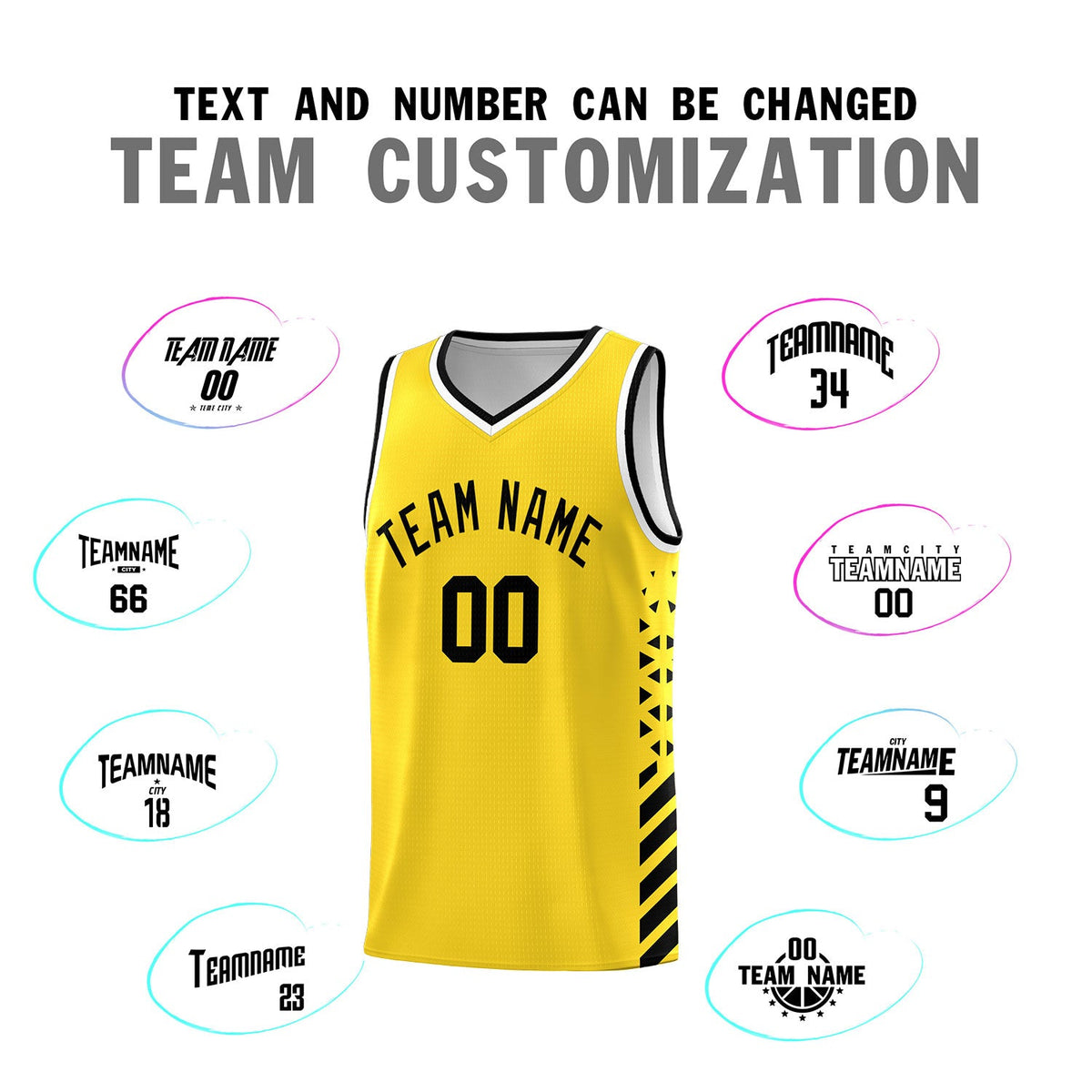 Custom Gold Black White Side Diamond Shapes Stripes Basketball Jersey | For Men,Sublimation Printed,Perfect for Teams,Perfect for Coaches | KXKSHOP