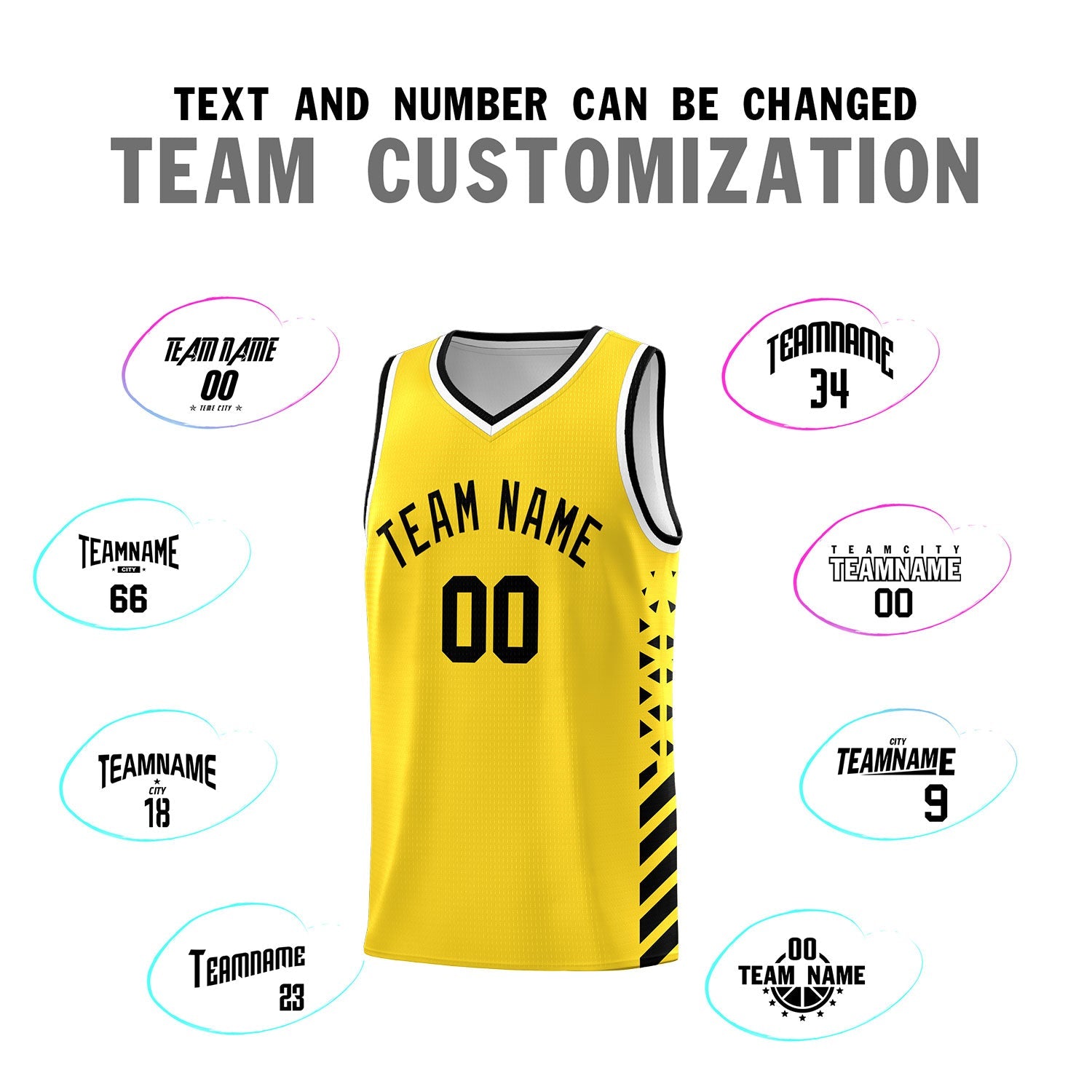 Custom Gold Black White Side Diamond Shapes Stripes Basketball Jersey | For Men,Sublimation Printed,Perfect for Teams,Perfect for Coaches | KXKSHOP
