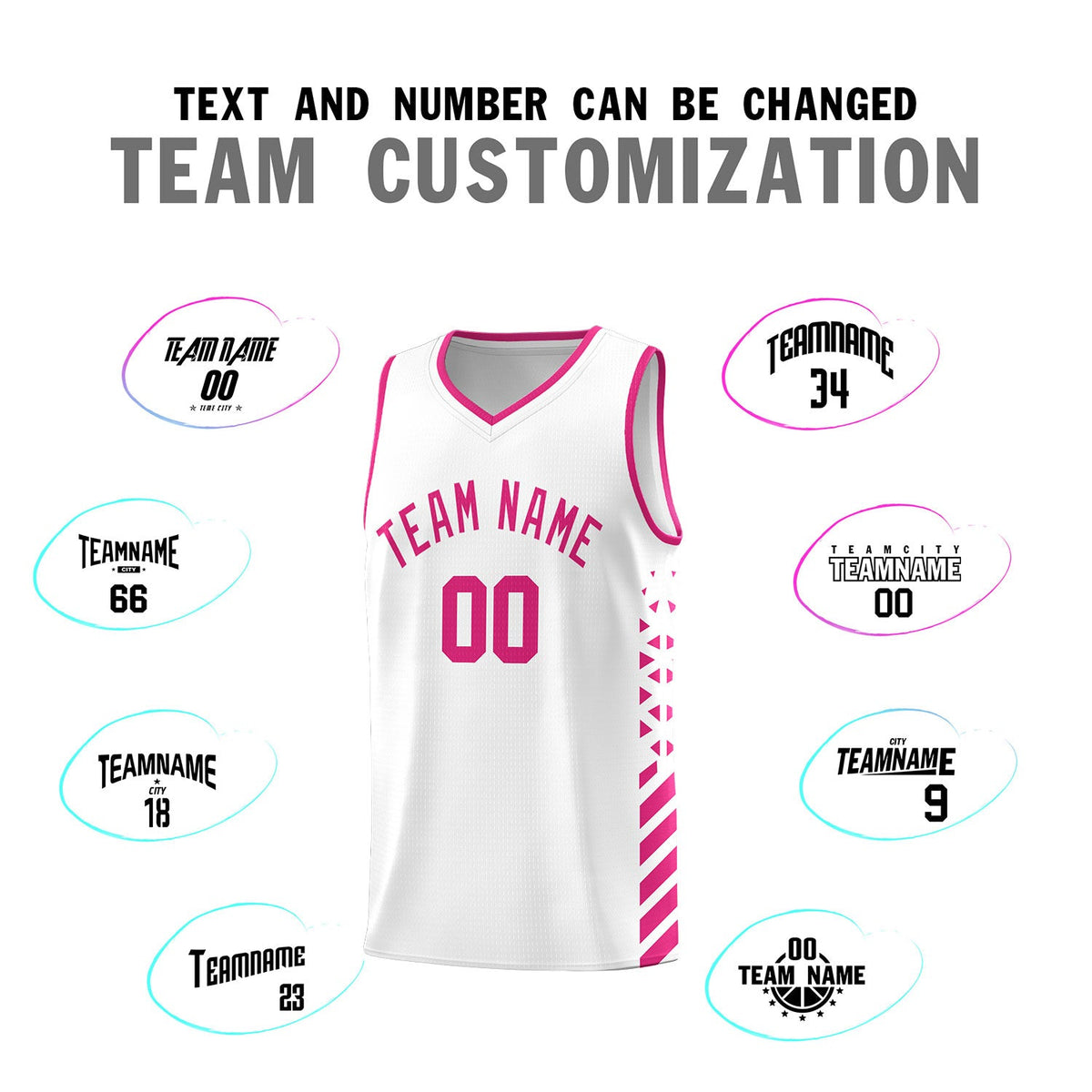 Custom White Rose Red Side Diamond Shapes Stripes Basketball Jersey | For Men,Sublimation Printed,Perfect for Teams,Perfect for Coaches | KXKSHOP