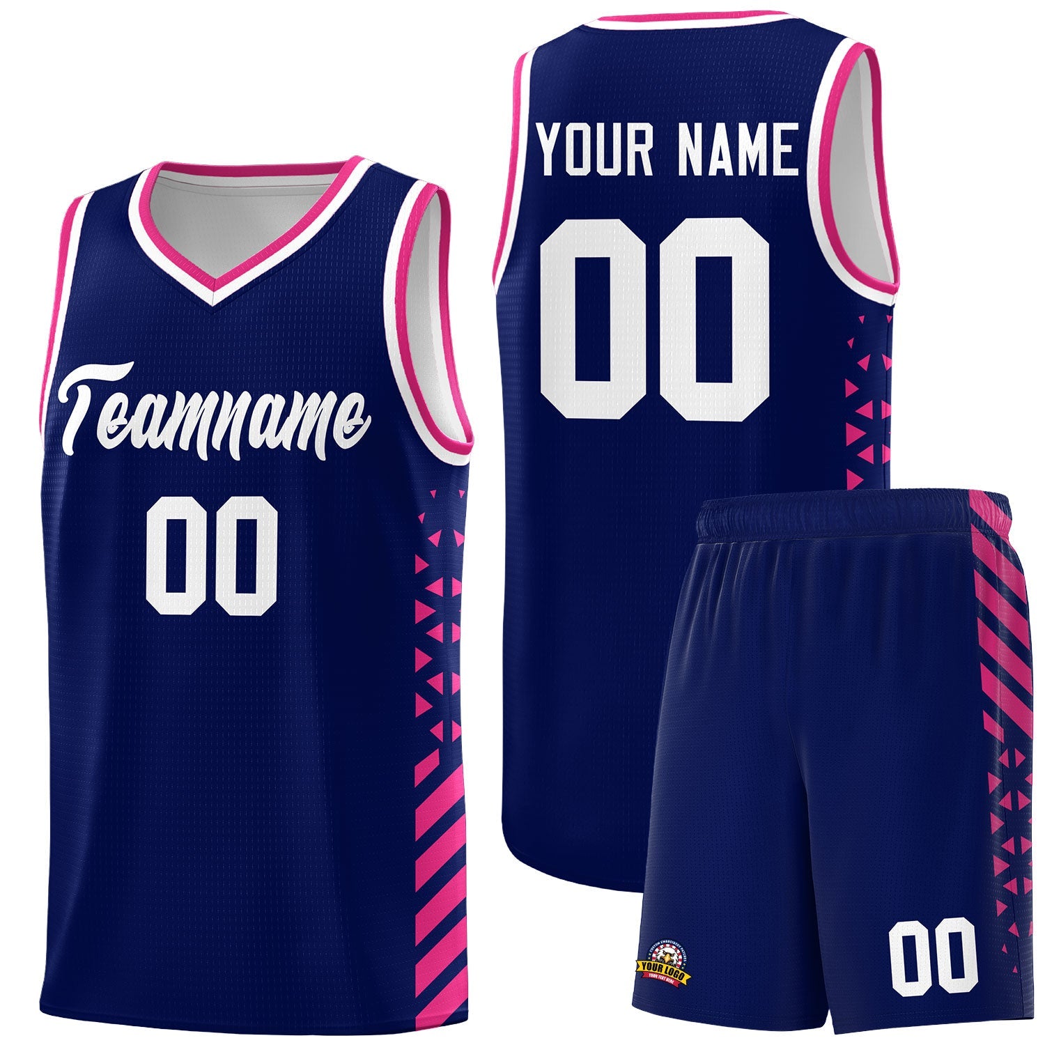 Custom Navy Rose Red White Side Diamond Shapes Stripes Basketball Jersey | For Men,Sublimation Printed,Perfect for Teams,Perfect for Coaches | KXKSHOP