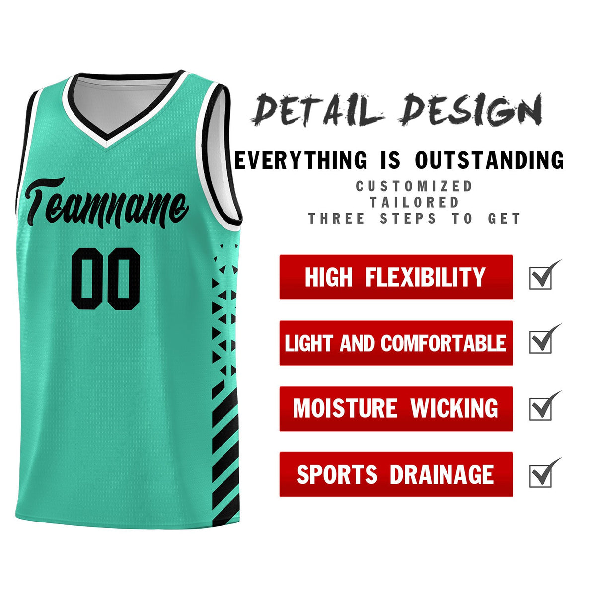 Custom Bright Green Black White Side Diamond Shapes Stripes Basketball Jersey | For Men,Sublimation Printed,Perfect for Teams,Perfect for Coaches | KXKSHOP