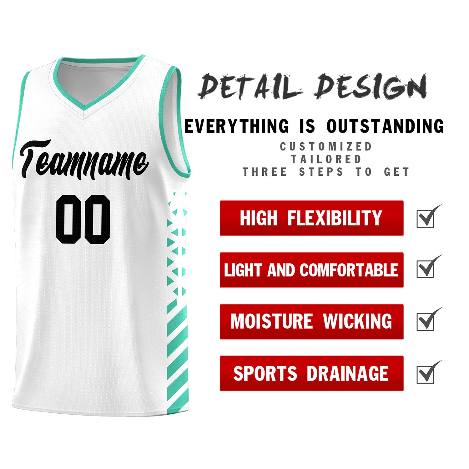 Custom White Bright Green Side Diamond Shapes Stripes Basketball Jersey | For Men,Sublimation Printed,Perfect for Teams,Perfect for Coaches | KXKSHOP