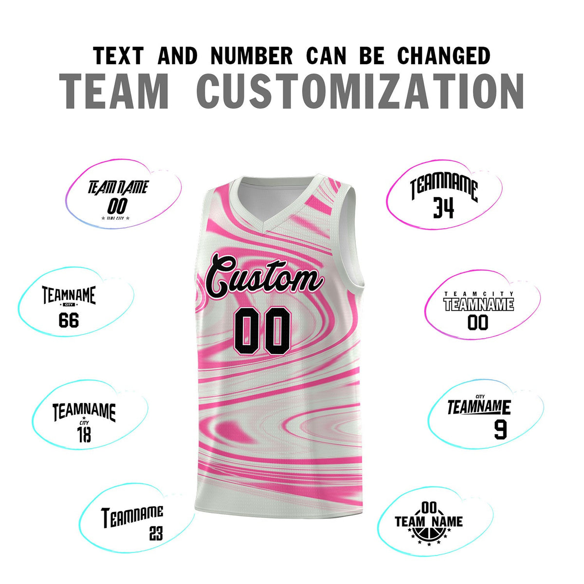 Custom Gray Pink Graffiti Pattern Fluids Style Sports Uniform Basketball Jersey Sets