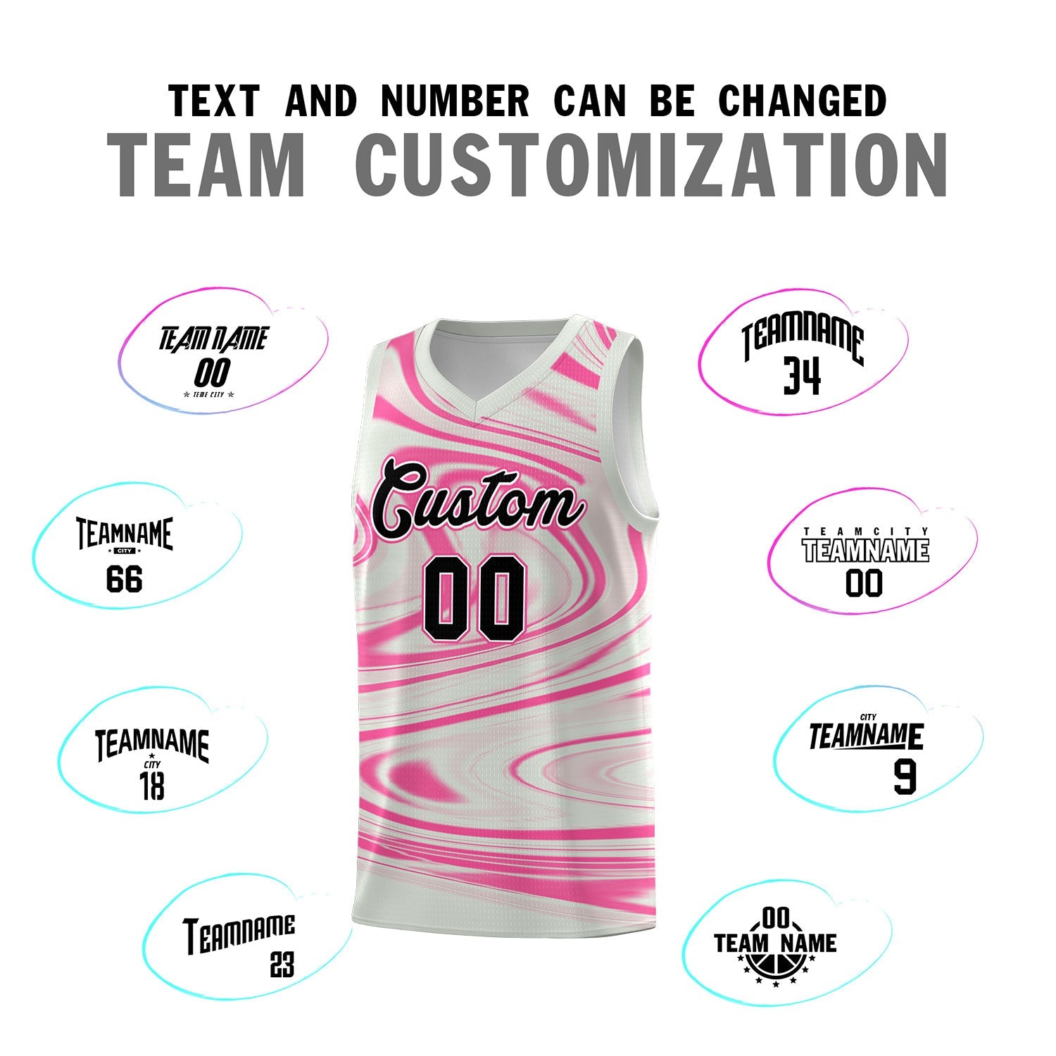 Custom Gray Pink Graffiti Pattern Fluids Style Sports Uniform Basketball Jersey Sets
