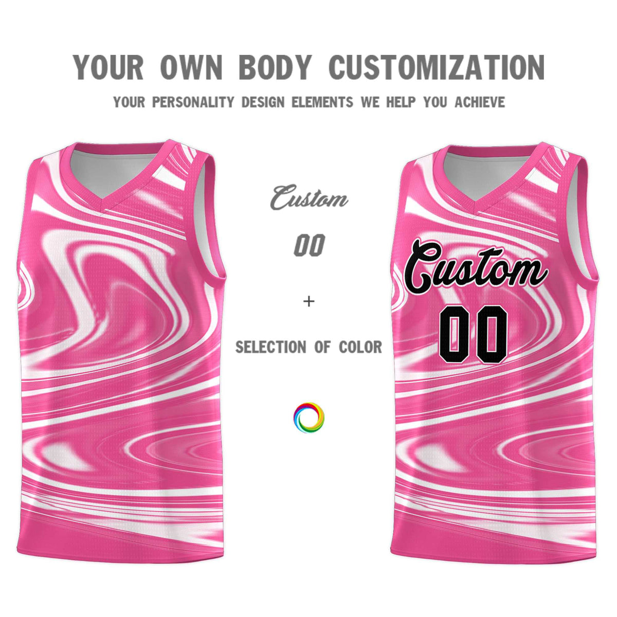 Custom Pink White Graffiti Pattern Fluids Style Sports Uniform Basketball Jersey Sets