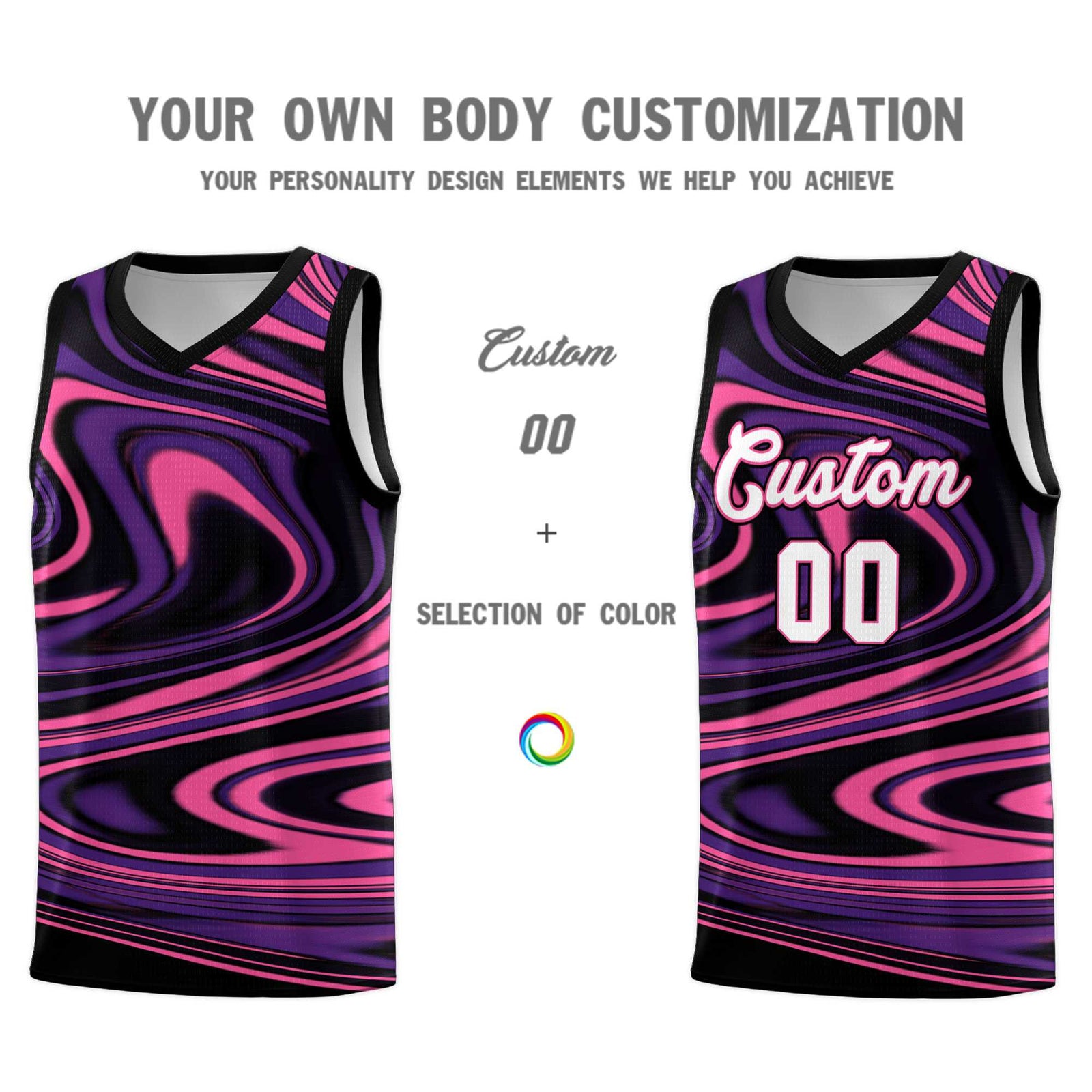 Custom Black Purple Graffiti Pattern Fluids Style Sports Uniform Basketball Jersey Sets