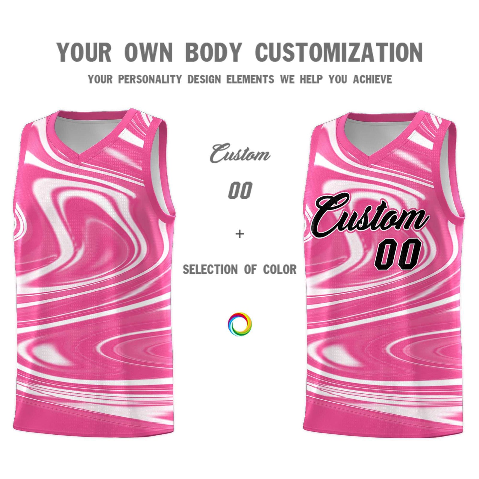 Custom Pink White Graffiti Pattern Fluids Style Sports Uniform Basketball Jersey Sets