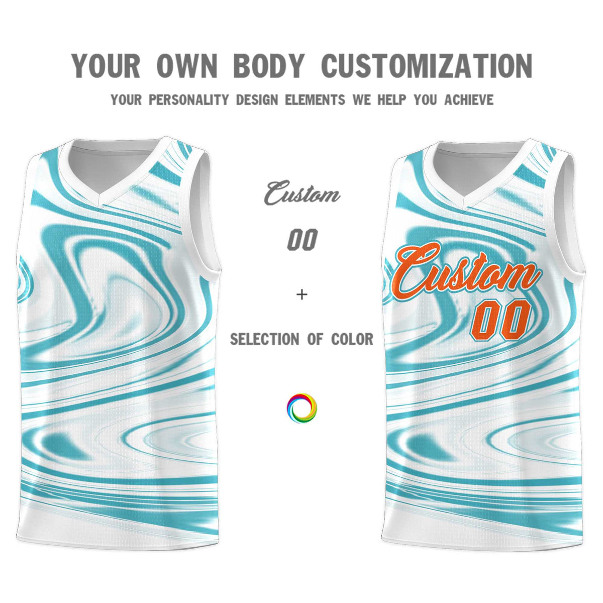Custom White Aqua Graffiti Pattern Fluids Style Sports Uniform Basketball Jersey Sets