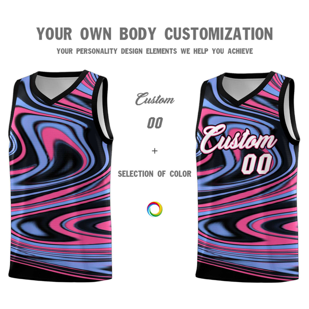 Custom Black Light Blue Graffiti Pattern Fluids Style Sports Uniform Basketball Jersey Sets