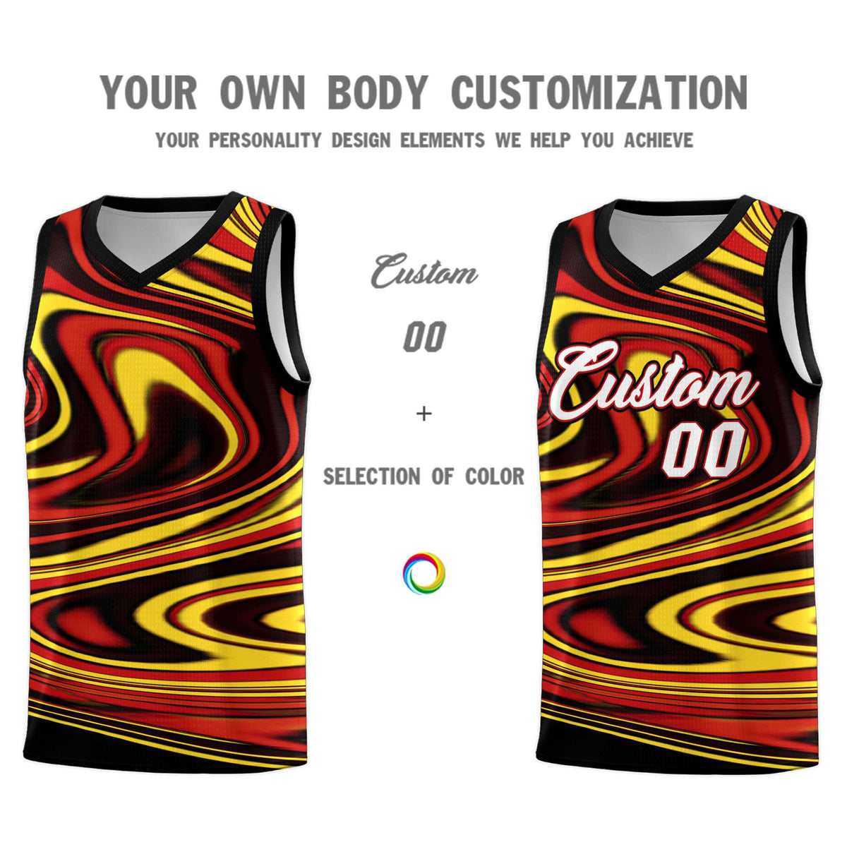 Custom Black Red Graffiti Pattern Fluids Style Sports Uniform Basketball Jersey Sets