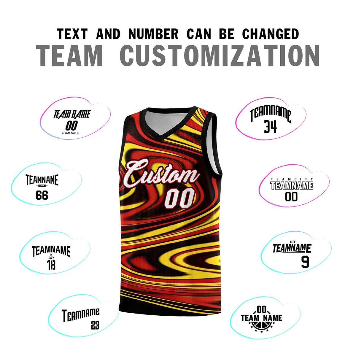 Custom Black Red Graffiti Pattern Fluids Style Sports Uniform Basketball Jersey Sets