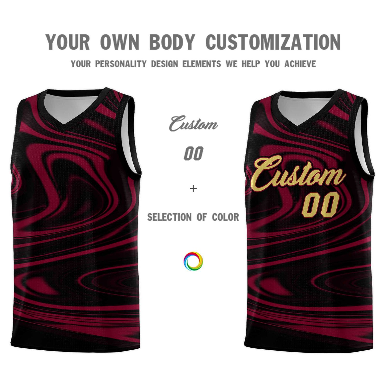 Custom Black Crimson Graffiti Pattern Fluids Style Sports Uniform Basketball Jersey Sets