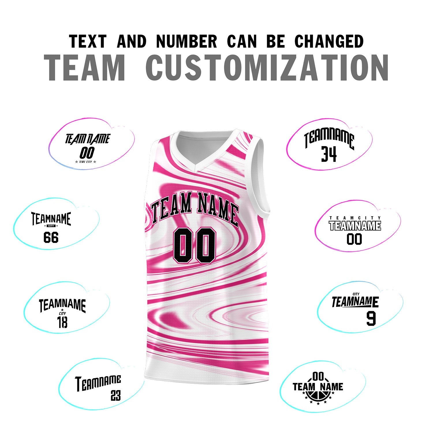 Custom White Pink Graffiti Pattern Fluids Style Sports Uniform Basketball Jersey Sets