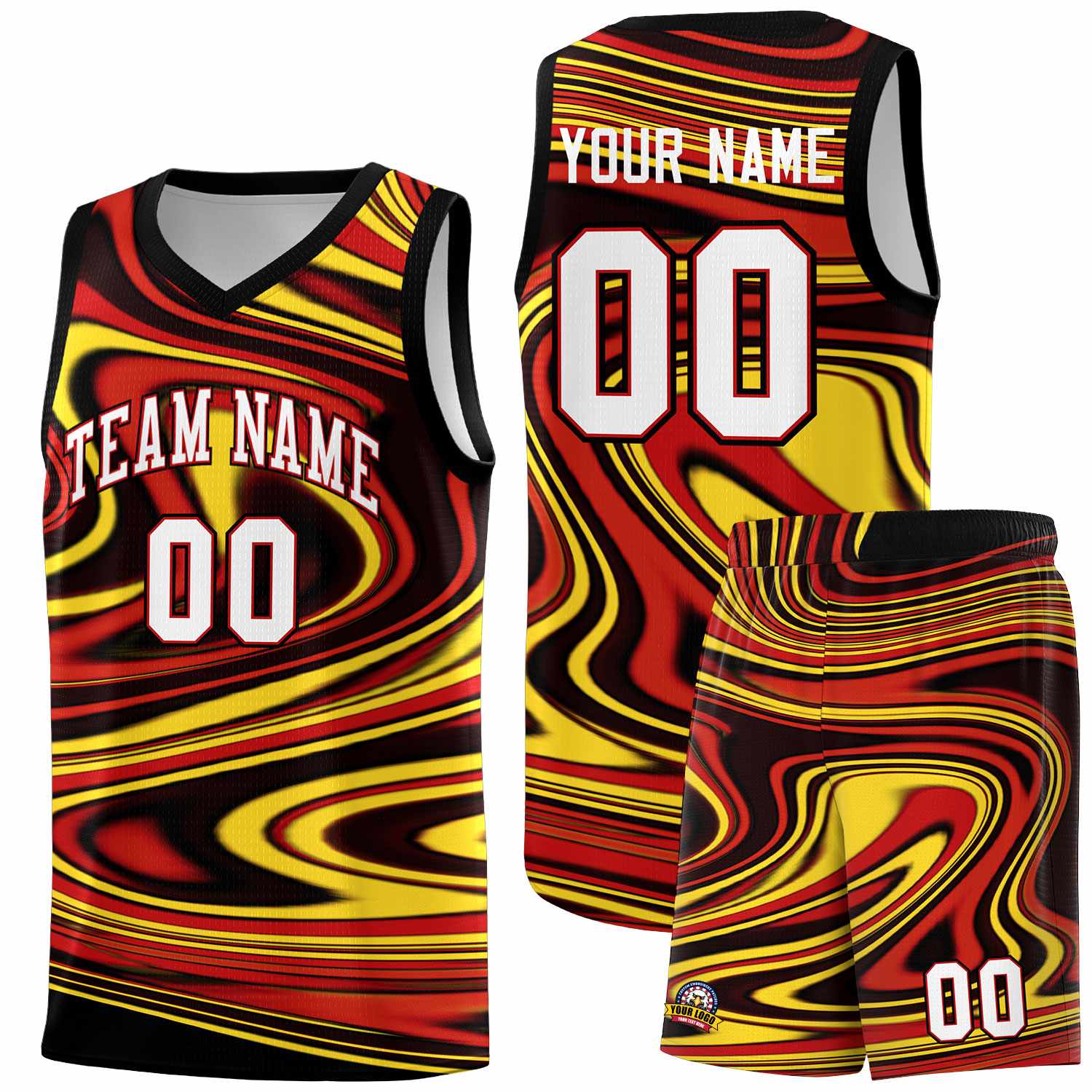 Custom Black Red Graffiti Pattern Fluids Style Sports Uniform Basketball Jersey Sets