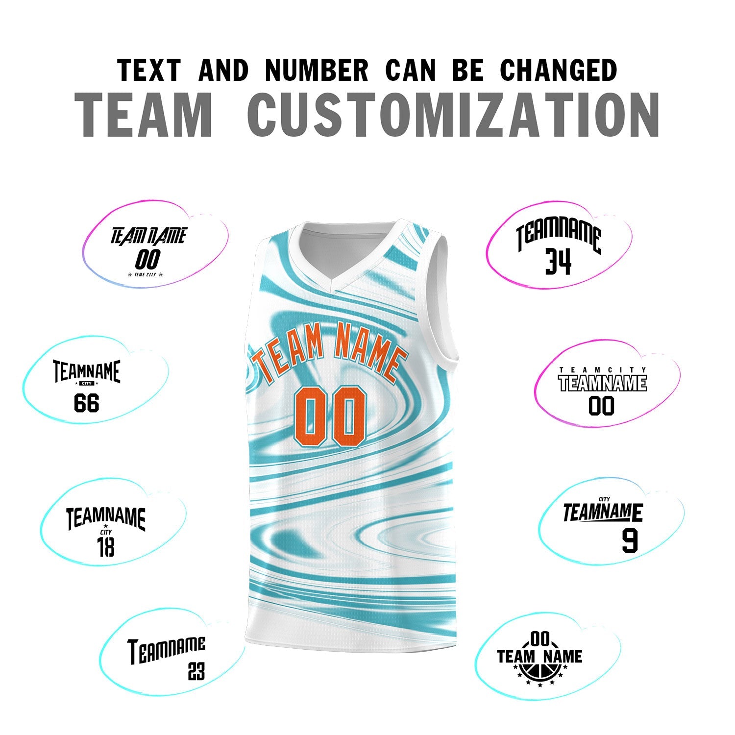 Custom White Aqua Graffiti Pattern Fluids Style Sports Uniform Basketball Jersey Sets
