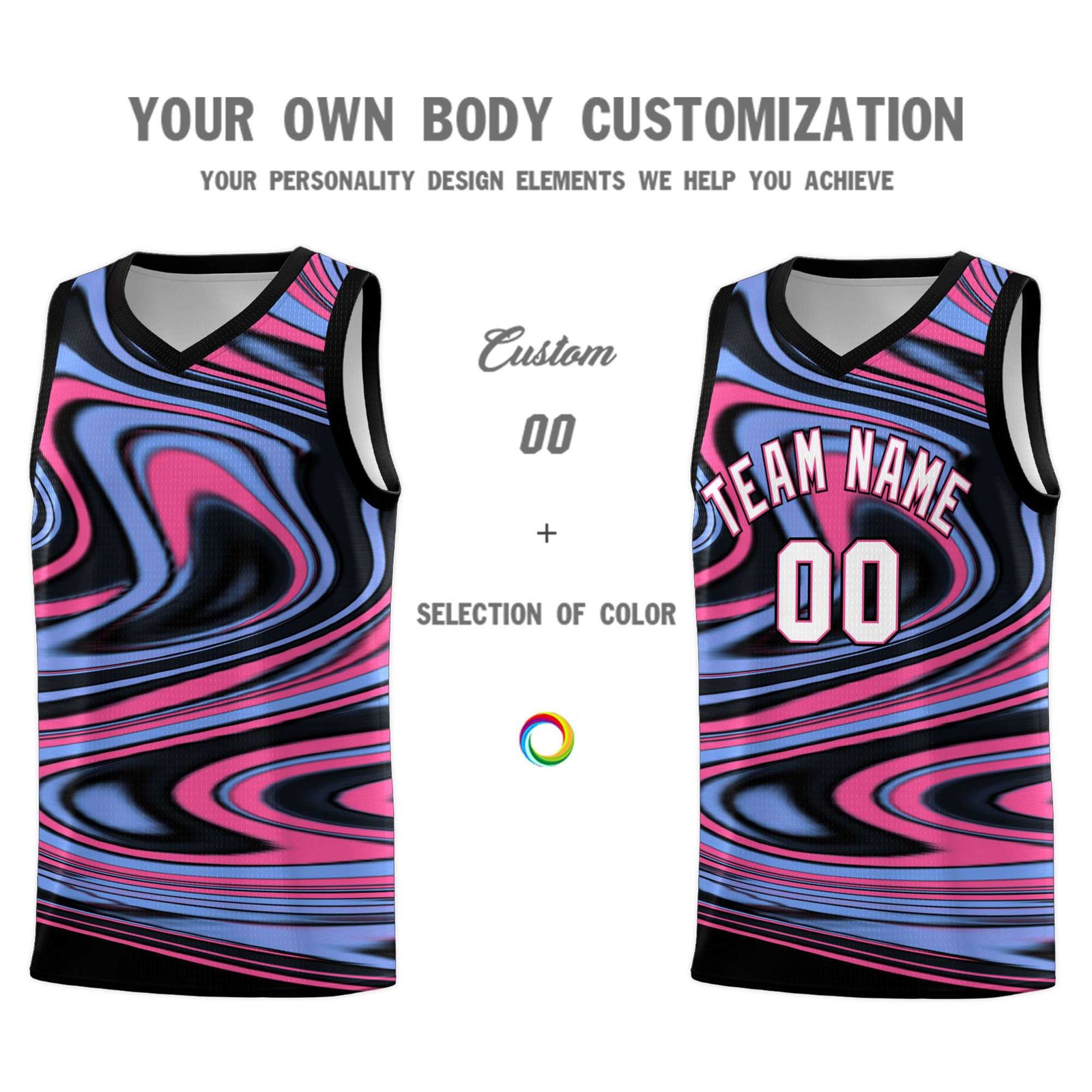 Custom Black Light Blue Graffiti Pattern Fluids Style Sports Uniform Basketball Jersey Sets
