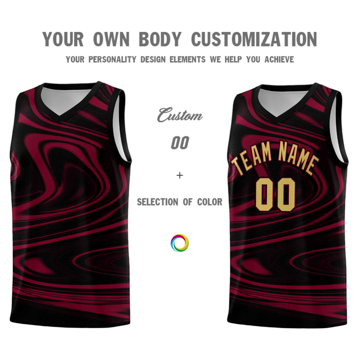 Custom Black Crimson Graffiti Pattern Fluids Style Sports Uniform Basketball Jersey Sets