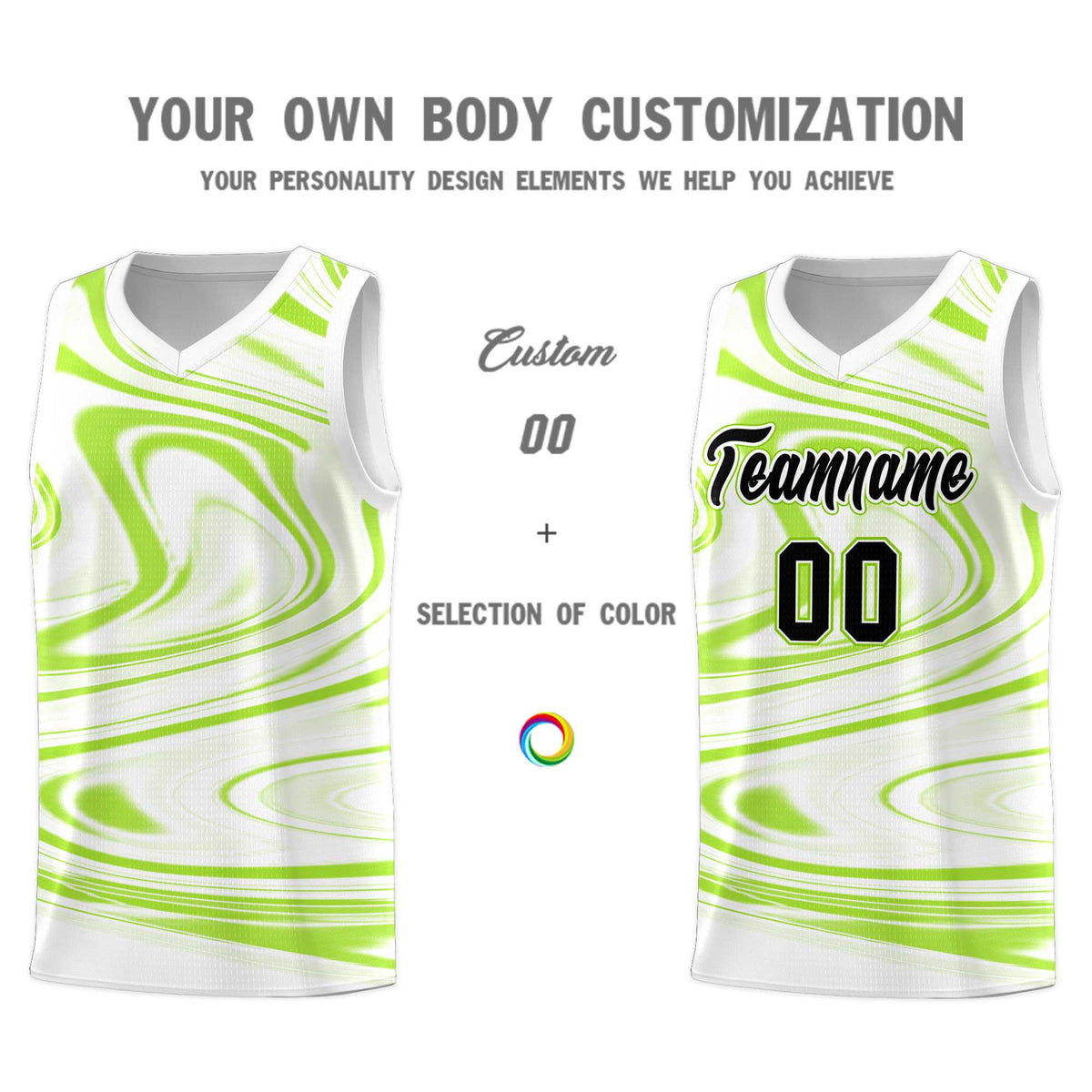 Custom White Light Green Graffiti Pattern Fluids Style Sports Uniform Basketball Jersey Sets