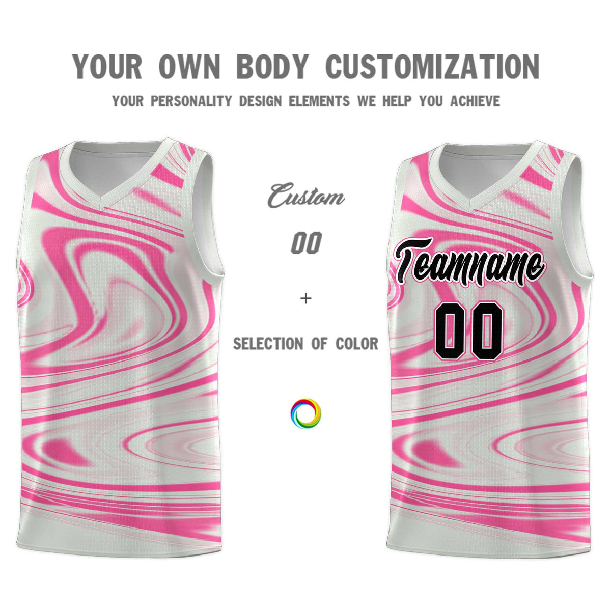 Custom Gray Pink Graffiti Pattern Fluids Style Sports Uniform Basketball Jersey Sets