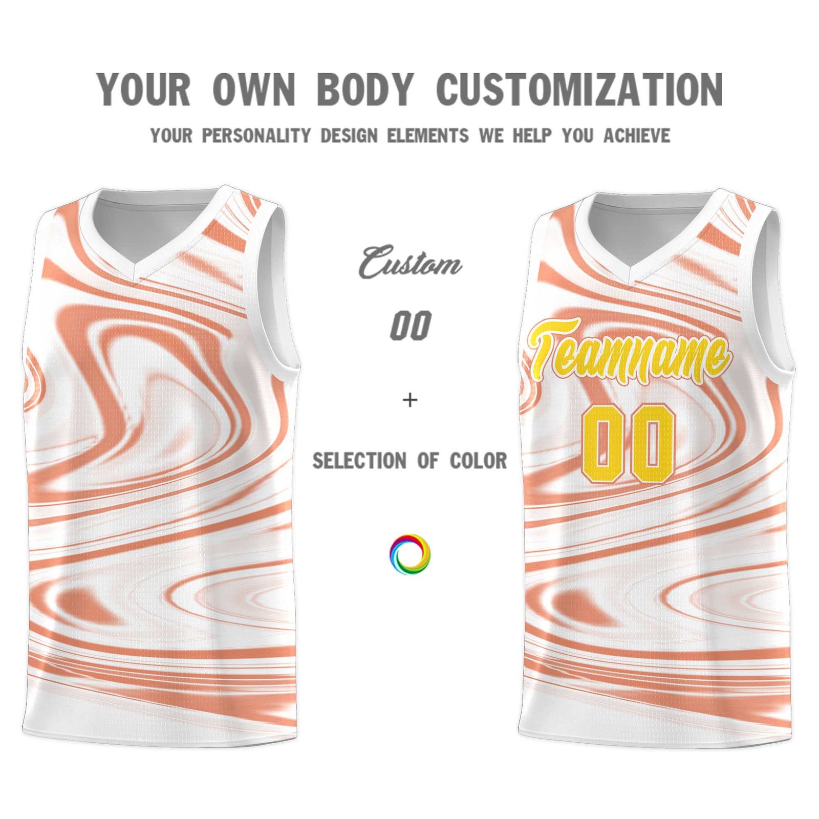 Custom White Light Orange Graffiti Pattern Fluids Style Sports Uniform Basketball Jersey Sets