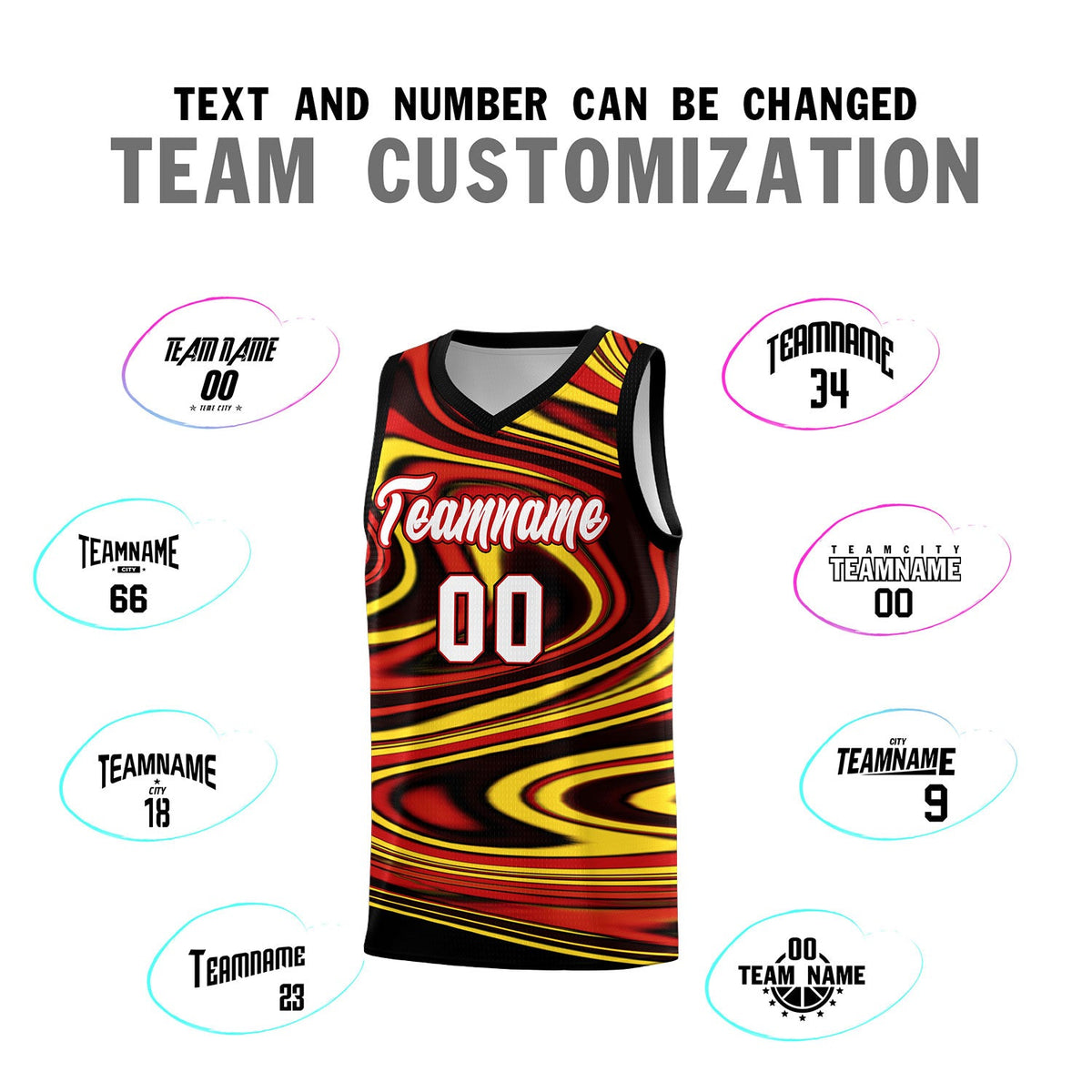 Custom Black Red Graffiti Pattern Fluids Style Sports Uniform Basketball Jersey Sets