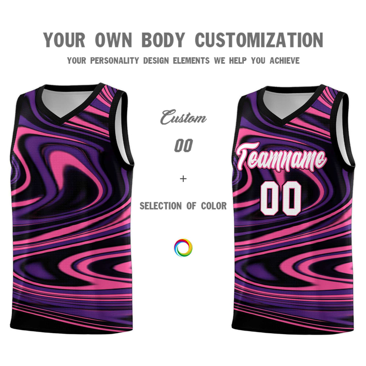 Custom Black Purple Graffiti Pattern Fluids Style Sports Uniform Basketball Jersey Sets