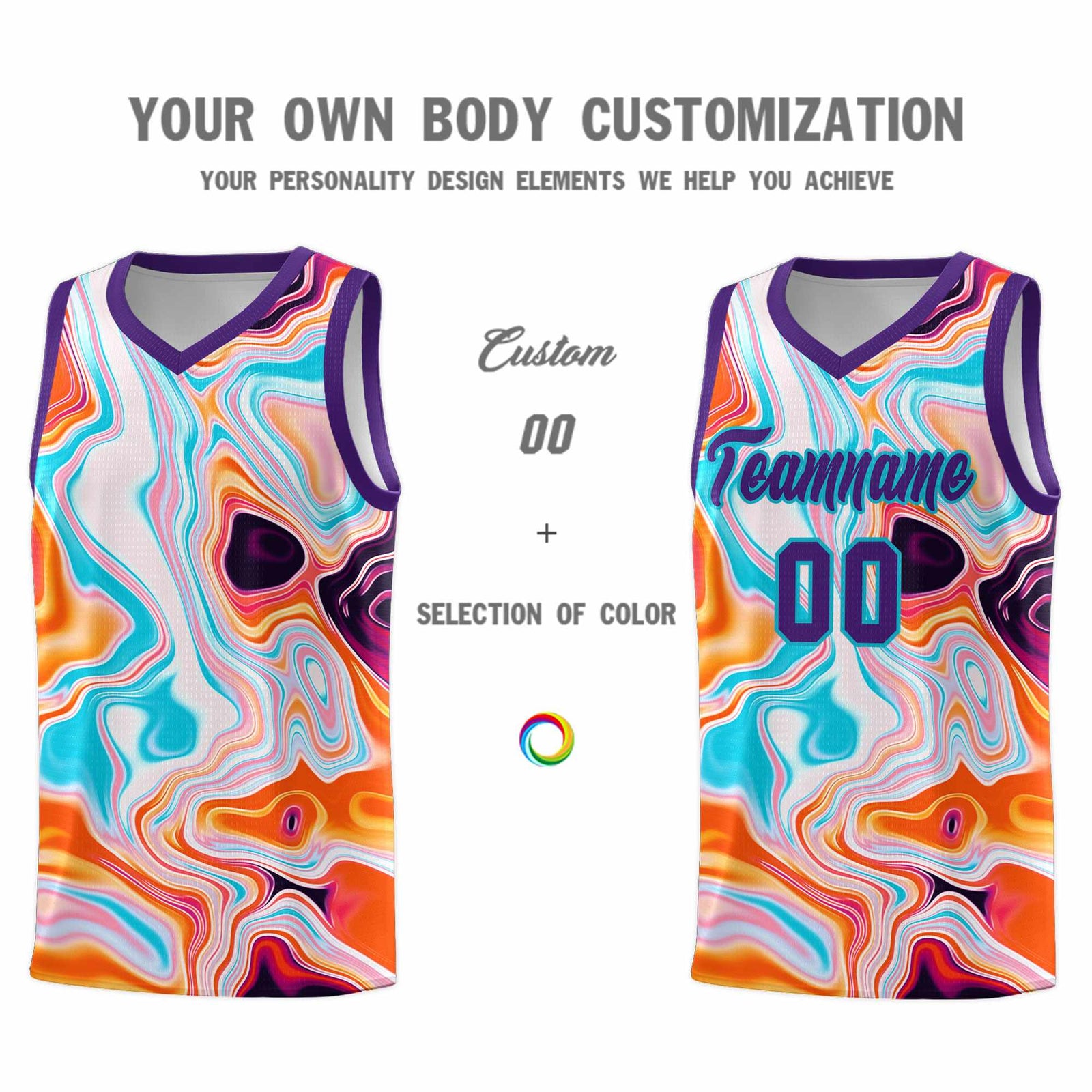 Custom Purple Fluid Painting Pattern Sports Uniform Basketball Jersey