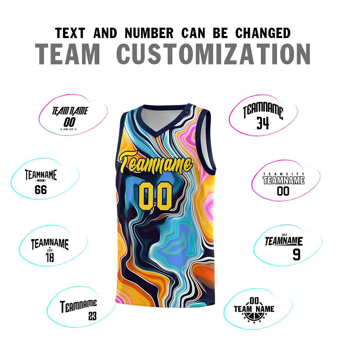 Custom Navy Fluid Painting Pattern Sports Uniform Basketball Jersey