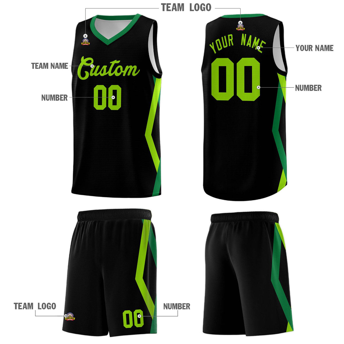 Custom Black Side Rhombus Graffiti Pattern Sets Basketball Jersey
