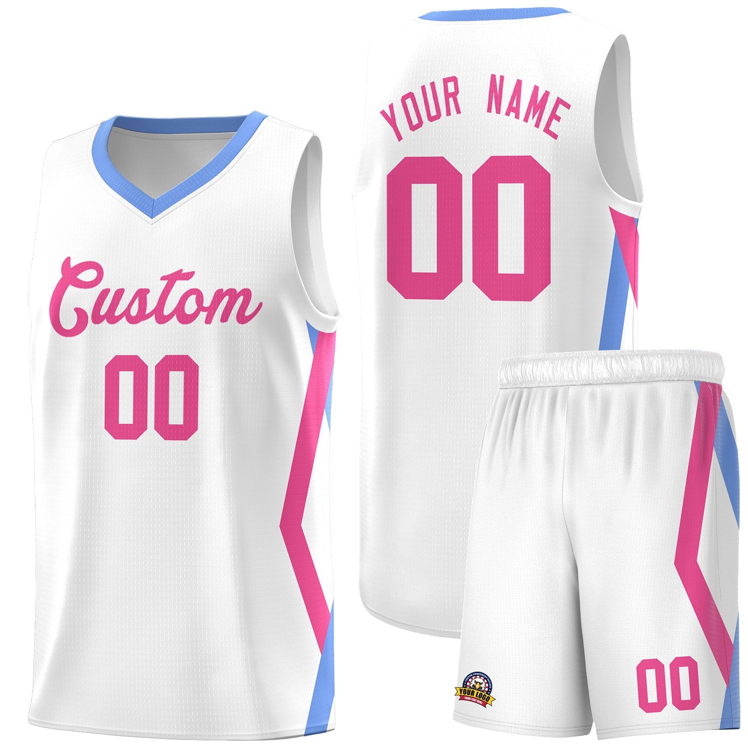 Custom White Side Rhombus Graffiti Pattern Sets Basketball Jersey