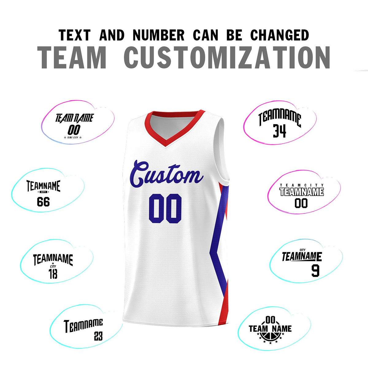 Custom White Side Rhombus Graffiti Pattern Sets Basketball Jersey