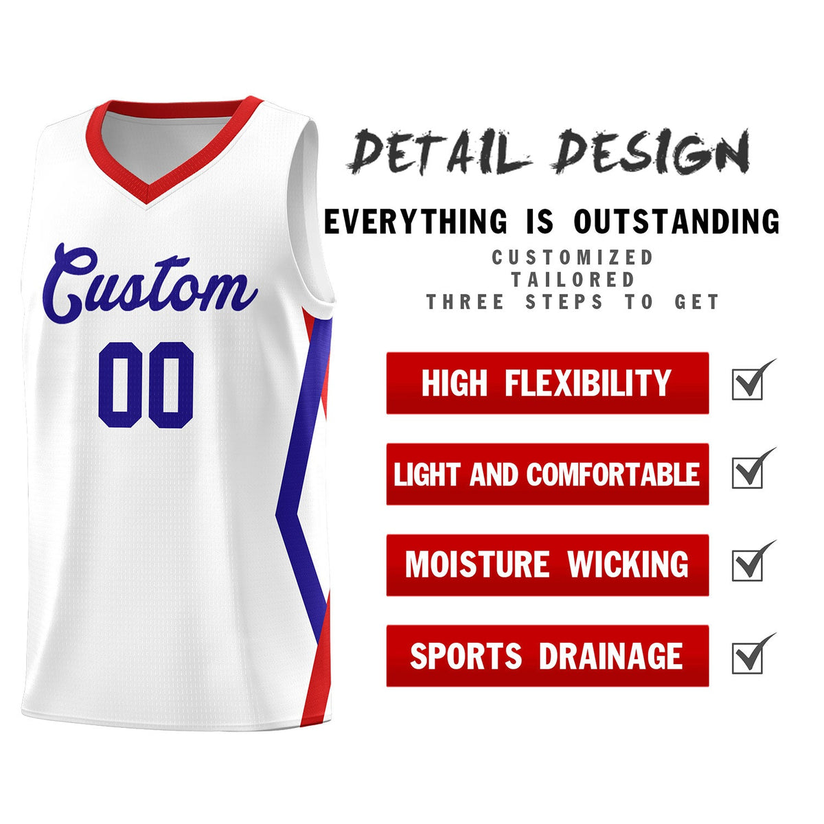 Custom White Side Rhombus Graffiti Pattern Sets Basketball Jersey