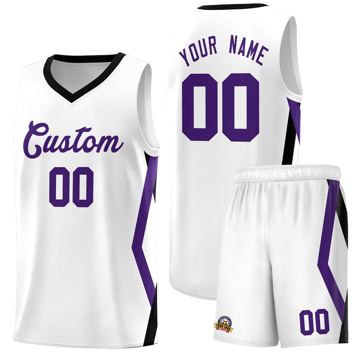 Custom White Side Rhombus Graffiti Pattern Sets Basketball Jersey