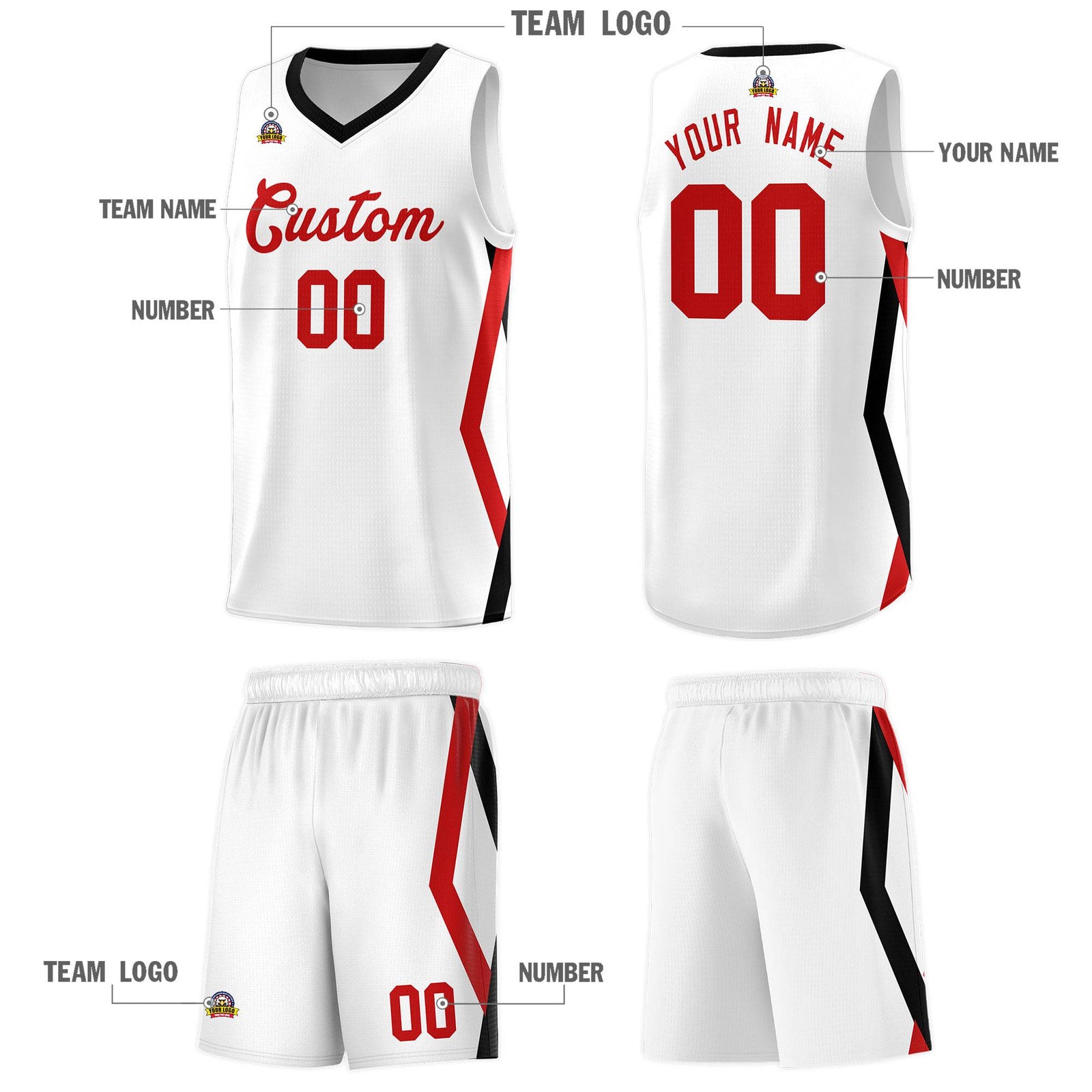 Custom White Side Rhombus Graffiti Pattern Sets Basketball Jersey