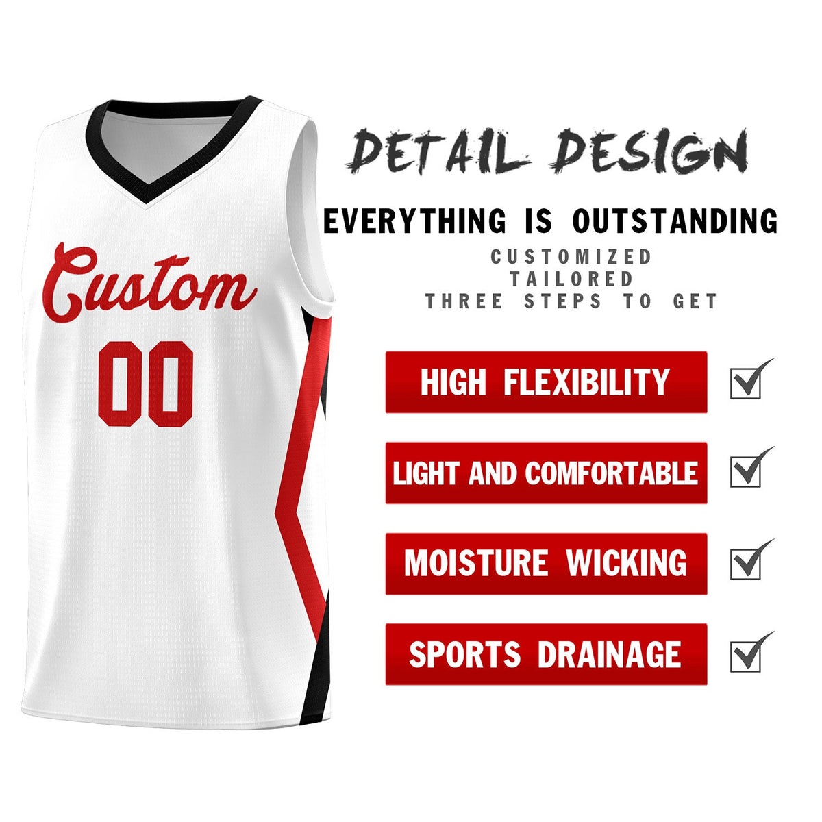 Custom White Side Rhombus Graffiti Pattern Sets Basketball Jersey