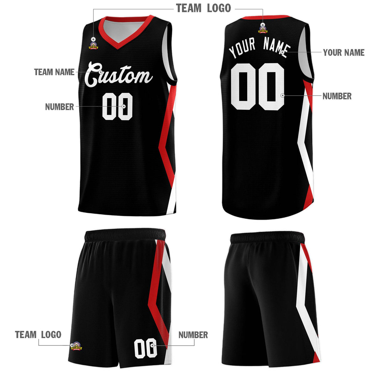 Custom Black Side Rhombus Graffiti Pattern Sets Basketball Jersey