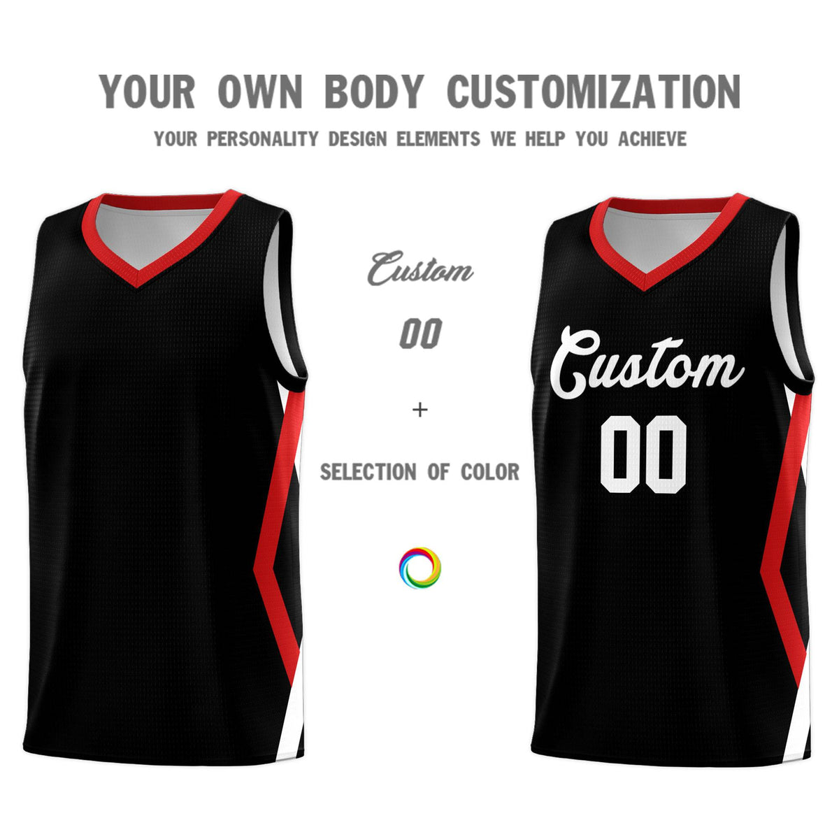Custom Black Side Rhombus Graffiti Pattern Sets Basketball Jersey