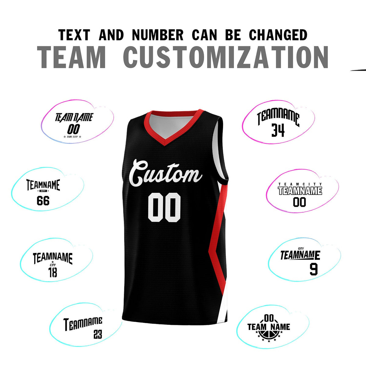 Custom Black Side Rhombus Graffiti Pattern Sets Basketball Jersey