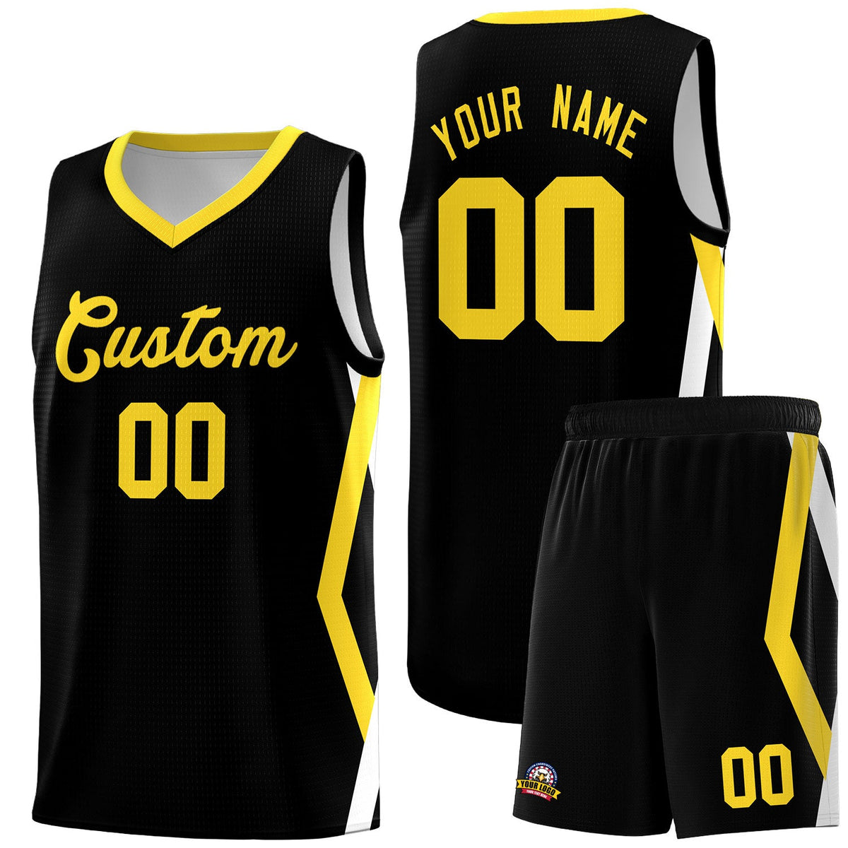 Custom Black Side Rhombus Graffiti Pattern Sets Basketball Jersey