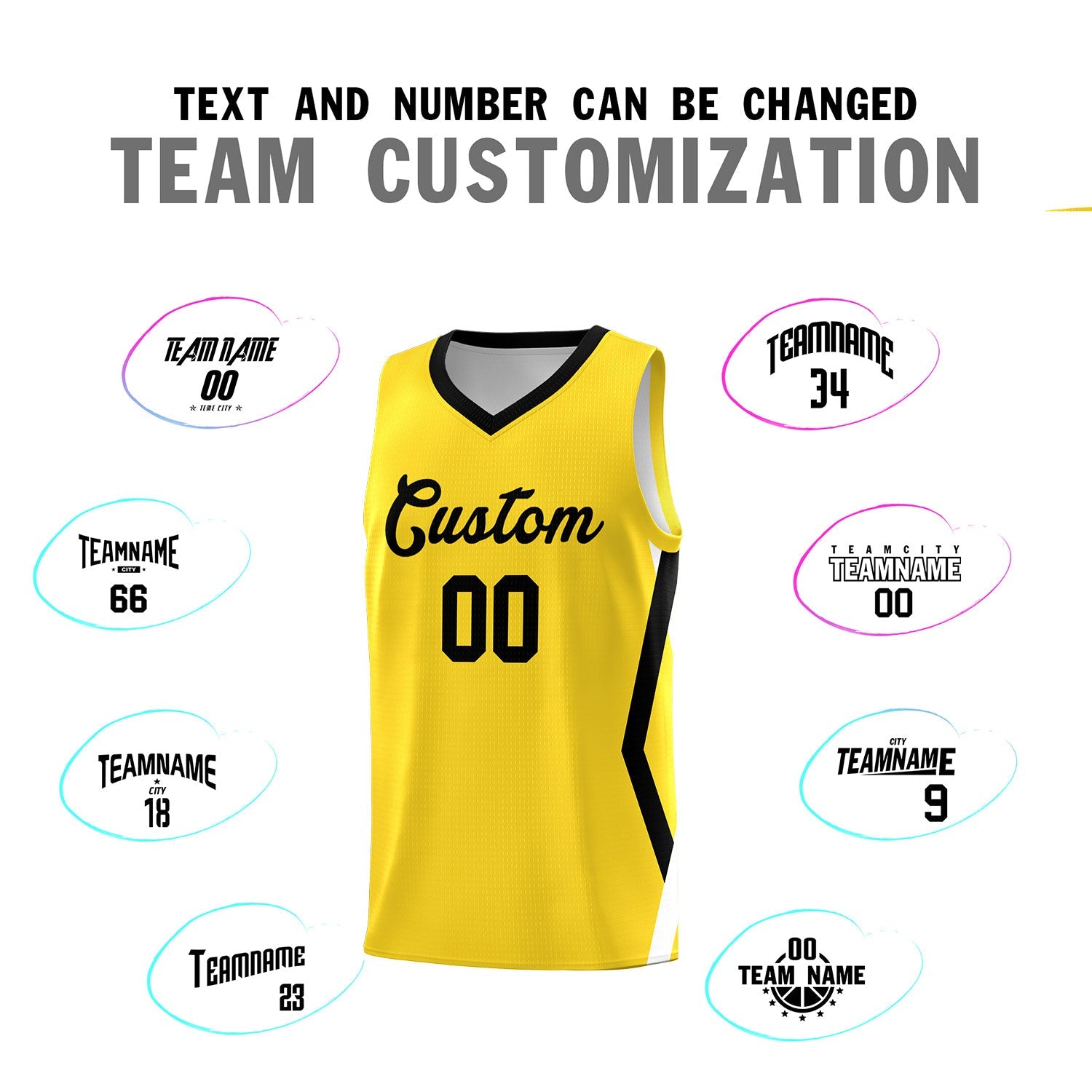 Custom Gold Side Rhombus Graffiti Pattern Sets Basketball Jersey