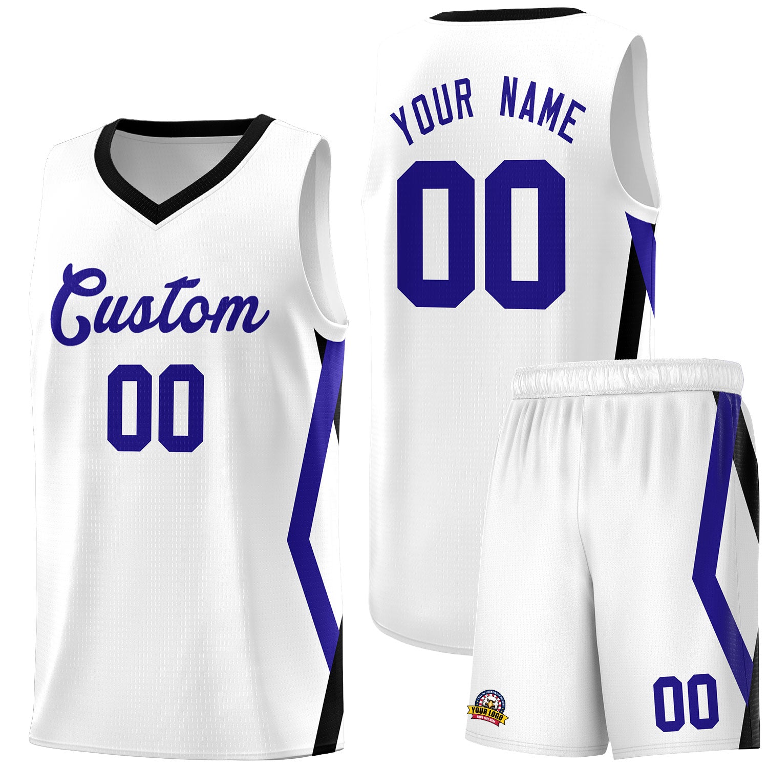 Custom White Side Rhombus Graffiti Pattern Sets Basketball Jersey